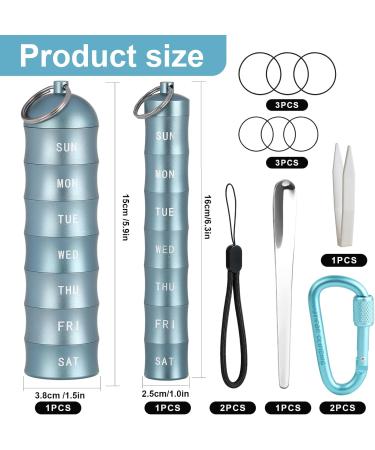 Buy 2 Pieces Aluminium Portable Organiser Set - 7 Tier Waterproof Pill Box for 14 Days - Moisture Resistant & Space-Saving Storage - Buy Online on GoSupps.com