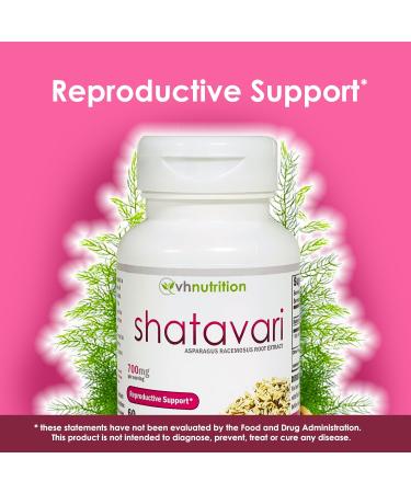 VH Nutrition Shatavari Capsules - 700mg Asparagus Racemosus Extract - Female Vitality & Rejuvenation - Natural Estrogen Balance - 60 Capsules - Buy Online on GoSupps.com