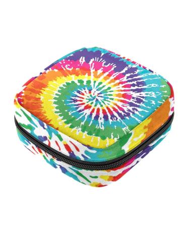 Colorful batik-background pattern women's napkin storage bag menstrual pad bag portable menstrual cup bag with zipper for teenagers girls women women