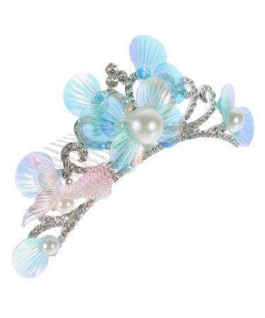 PATKAW Mermaid Crown Hair Comb: Sea Princess Tiara Hair Comb - Ocean Themed Tiaras and Crown Headpiece for Women Girls Mermaid Birthday Party Decorations