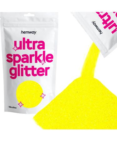 Hemway Premium Ultra Sparkle Glitter Multi Purpose Metallic Flake For Arts Crafts Nails Cosmetics Resin Festival Face Hair - Fluorescent Yellow - Microfine (1/256 "0.004" 0.1mm) 100g / 3.5oz Fluorescent Yellow Microfine - 100G
