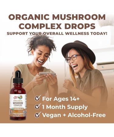 MaryRuth's USDA Organic Mushroom Complex Liquid Drops | Immune Support, Cognitive Function, & Stress Relief | Non-GMO, Vegan, Alcohol-Free Tincture - 1oz - Buy Online on GoSupps.com