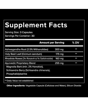 Adrenal Support Supplement with Ashwagandha, Rhodiola Rosea, and Holy Basil - Natural Cortisol Manager for Adrenal Fatigue, Stress Relief, and Health - Buy Online on GoSupps.com