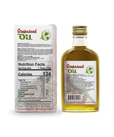 ECONAVA Grapeseed Oil 200ml - 100% Natural Cold Pressed for Cooking, Salads & Skin Care | Premium Grade for Wrinkles & Stretch Marks - Buy Online on GoSupps.com
