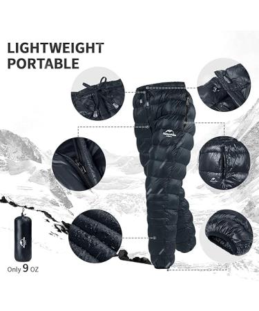 Naturehike Down Pants Men's Women's Puffy Pants Winter Warm Outdoor Men Women Ski Snow Pants Camping Hiking Pants - Black With Pocket - S - Buy Online on GoSupps.com