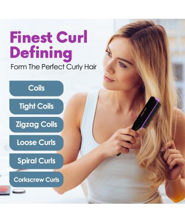 Alpree Classic Styling Hair Brush 9 Row for Natural Thick Curly Hair | Nylon Bristle Detangler for Ringlets & Defined Curls - Purple - Buy Online on GoSupps.com
