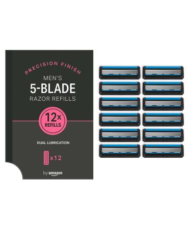 by Amazon Men 5 Blade Razor Replacement Cartridge (12 pieces) (Previously Solimo brand) 12 Count (Pack of 1) 12 Refills