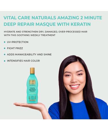 Vital Care Naturals 2-Minute Repair Hair Masque - Gentle Keratin Complex Mask for Daily Use - Hydrating & Repairing with Abyssinian, Avocado & Sunflower Seed Oil - Buy Online on GoSupps.com