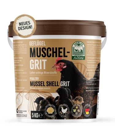 Aniforte Musschelgrit for chickens 5kg- natural mineral feed rich in calcium for poultry mineral grit for bone and egg formation grit for chickens made of shell limestone- farmlife mussel red - Buy Online on GoSupps.com