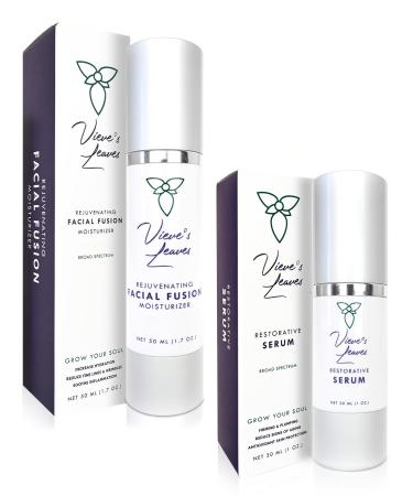 Vieve's Leaves Hydrating Skincare Kit for Sensitive Skin 2-Step Clean Face Routine Moisturizer and Serum Duo Vegan and Cruelty-Free