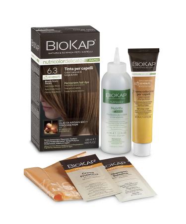 BIOS LINE SpA BIOKAP Nutricolor Delicato Rapid hair color without ammonia makes the hair soft hair color with 10 minutes processing time 135 ml 63 dark blond gold
