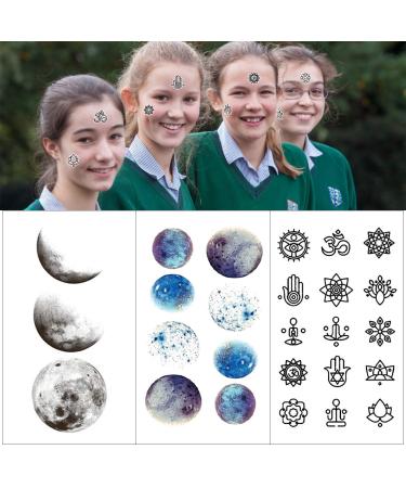 Konsait 78pcs Temporary Tattoos for Girls Women - Waterproof Fake Body Art Sticker Set - Cartoon Space Theme - Buy Online on GoSupps.com