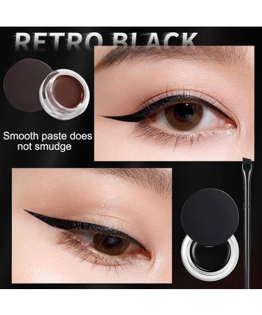 THXFUNAREA Brown + black gel eyeliner waterproof longlasting cream eyeliner gel highintensity pigments smudgeproof eyeliner makeup with eyeliner brushes - Buy Online on GoSupps.com