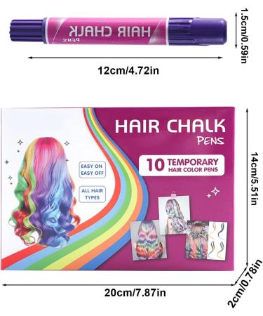 Teinture Capillaire Temporaire 10 Couleurs Craies Colorantes pour Cheveux Marqueurs de Coloration Temporaire Kit de Maquillage Lavable Jouet Amusant pour Adolescents et Adultes pour le Cosplay - Buy Online on GoSupps.com