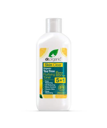 Dr Organic Skin Clear 5 in 1 Toner Cleansing for Acne & Clearing Skin Oily Problem Skin Natural Vegan Cruelty-Free Paraben & SLS-Free Organic 200ml