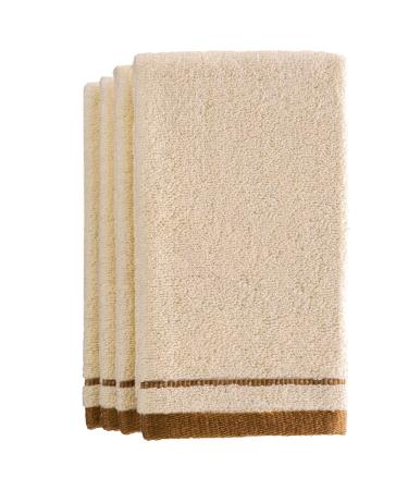 Creative Scents Cotton Fingertip Towels Set - 4 Pack - 11 x 18 Inches Decorative Extra-Absorbent and Soft Terry Towel for Bathroom - Powder Room, Guest and Housewarming Gift (Cream and Brown)