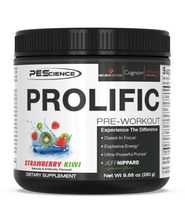 PEScience Prolific Pre Workout Powder  Strawberry Kiwi  40 Scoop  Energy Supplement with Nitric Oxide