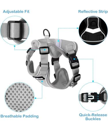 Petbonus Adjustable Cat Dishes & Harness Set - Soft Breathable Cat Bowls with Reflex Stripes for Kittens (XS Gray) - International Shipping - Buy Online on GoSupps.com