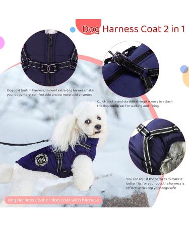 Poseca Waterproof Winter Dog Coat with Harness | Small Medium Large Dogs | Blue - Buy Online on GoSupps.com
