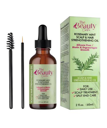 Hair and Scalp Rosemary Oil by The Beauty Centre | Strengthening & Nourishing Biotin Infused Oil | Natural Growth Serum For Eyebrow Hair Growth 100% Natural | For Damaged Hair | 2oz 60ml
