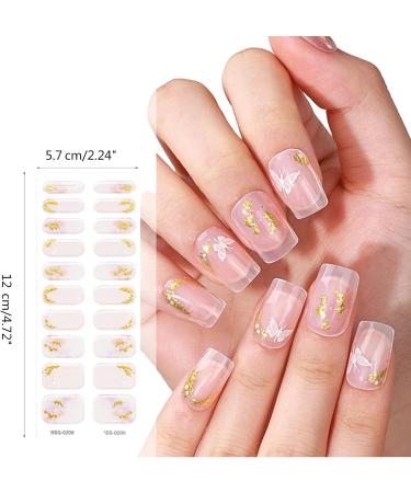  Morain gel nail strips for women 20 pack semi-cured gel nail wraps long lasting gel stickers with soft shiny gel finish semi-cured nail strips with UV lamp french tip strips - Buy Online on GoSupps.com