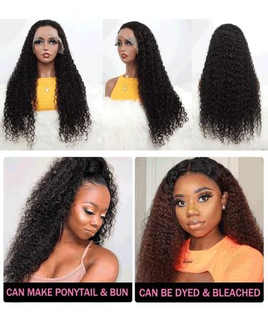 ISEE Hair 26 Inch Transparent Water Wave Lace Front Wig Human Hair 150% Density Brazilian Deep Curly 13x4 Closure - Natural Black for Black Women - Buy Online on GoSupps.com