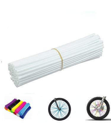 PPXIONG Spoke Skins Spoke Covers: 8-21 inch Rims Protector & Decoration for Dirt Bike | Bike | Bicycle | Wheelchair | Motorcycle - 72Pcs white