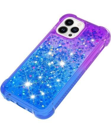 Buy Tivenfezk Nadoli Glitter Drive Sand Shell for iPhone 15 Pro Max - Shockproof Gradient Waterfall Case Liquid Transparent Bumper Cover in Violet Blue - Buy Online on GoSupps.com