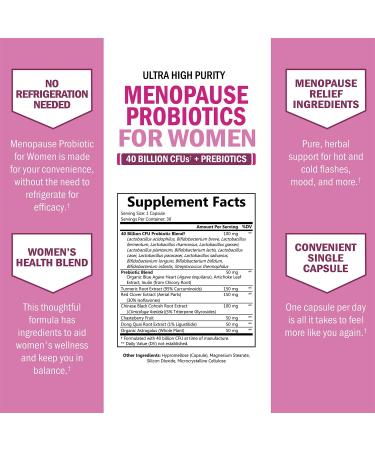 Menopause Support Probiotics for Women - Natural Relief for Hot Flashes, Night Sweats, Mood Swings - Astragalus Menopause Supplements - 30-Day Supply - Buy Online on GoSupps.com