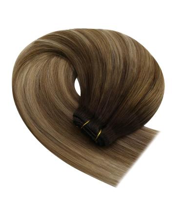 Youngsee Tressen Real Hair Balayage Weaving Extensions - 45cm Double Tresse #4/10/16 for Natural Brown Blonde Styles 100g Invisible Hairpin - Buy Online on GoSupps.com