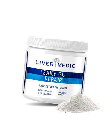 Liver Medic Leaky Gut Repair, Gut L Glutamine Powder, for Optimal Gut Health, Soothes Gut Issues Like Bloating and IBS, Gluten-Free Gut Health Supplements for Women and Men, Unflavored, 180 g
