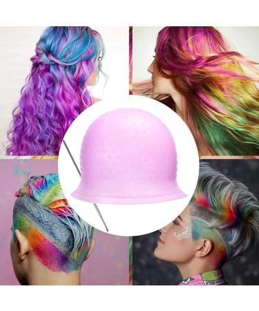 Silicone Highlight Cap - Salon Hair Colouring Highlights Dye Cap with Hook for Colouring Hair Hairdresser Tool Reusable Highlight Cap for Highlights DIY Dyeing Pink - Buy Online on GoSupps.com