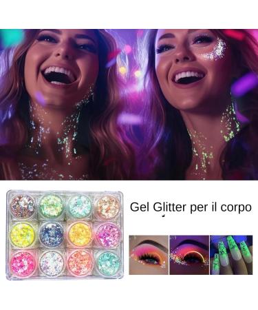 Glitter Body Gel Glitter Face Gel | Long-Lasting Shimmering Lotion in 12 Colors Elegant Nail Lip Gel Glitter Liquid Eyeshadow Cosmetic Gel Makeup - Buy Online on GoSupps.com