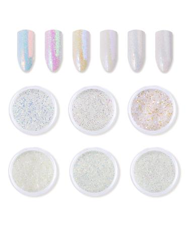 Freeorr 6 PCs/Set White Rubbing Glitter Nail Powder neon unicorn nail powder HOLOGY SHINING Mermaid glitter nail powder manicure nail art beauty design