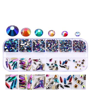 12 Grids Glass Nail Art Decorations Multi-Shape Multi-Size Nails Ornaments Manicure Decor DIY Crafts Accessories Nail Art Decoration 3d