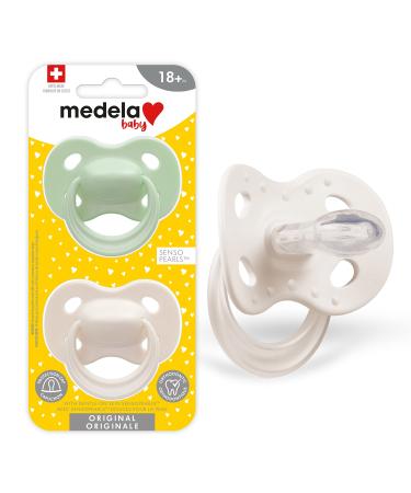 Medela Baby Pastel Pacifier for 18-36 Months, Perfect for Everyday Use, Bpa Free, Lightweight & Orthodontic, Baby Pacifiers for Boys & Girls - 2 Pack , Green/Grey 18+ Month (Kids) Green/Grey