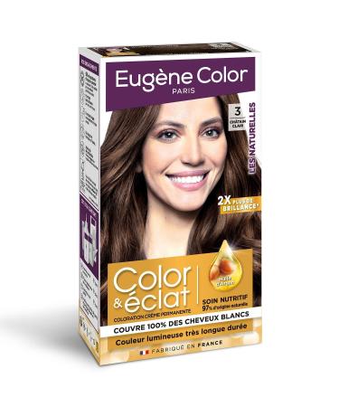 COLOR - Coloration Permanente 3 Ch tain Clair Color & clat Les Naturelles | Teinte onctueuse et clatante | Pour des cheveux sublimes | la boite de 115 ml | LOT DE 3