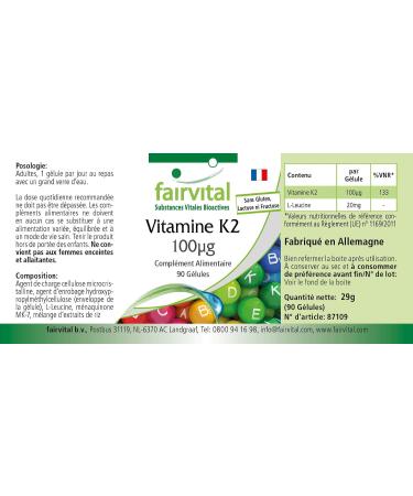 Vitamin K2 MK-7 100 g - High Dose Natural & Fermented Menaquinone - Vegan 270 Capsules | Fairvital - Buy Online on GoSupps.com