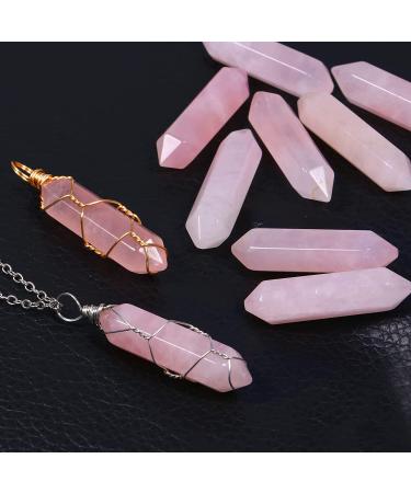 Rose Quartz Crystal 10 PCS Hexagonal Healing Reiki Stone Pendants - Bulk for Jewelry Making - Buy Online on GoSupps.com