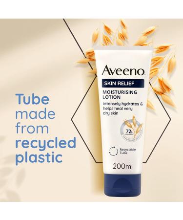 Aveeno Skin Relief Moisturising Lotion - Triple Oat & Shea Butter 72-Hour Hydration 200ml - Unscented for Sensitive Skin - Buy Online on GoSupps.com