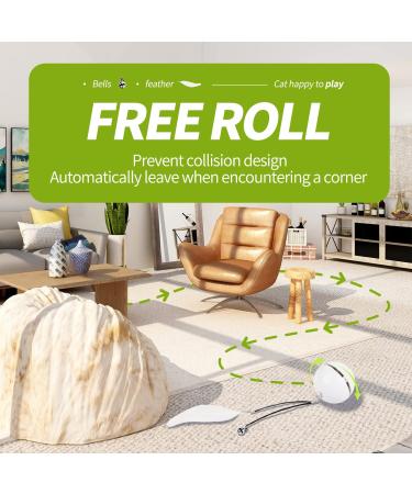 Interactive Cat Toy with LED Light, Feather Toy, and Jingle Bell | USB Rechargeable Rolling Laser Ball for Cats - Buy Online on GoSupps.com