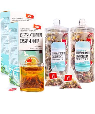 Chrysanthemum Cassia Seeds Tea Bags 2 Boxes 11.28OZ(320g 8gX40Bags) Honeysuckle Chinese wolf-berry Sweet-scented Osmanthus Burdock Root Combination of Floral Tea