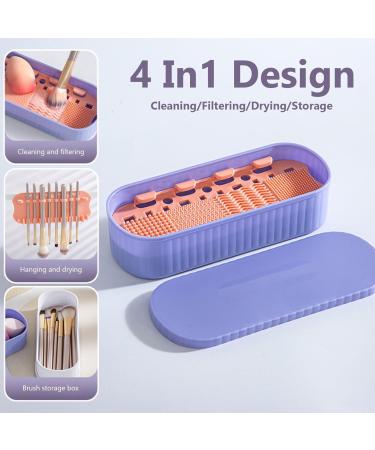 3-in-1 Makeup Brush Cleaner & Organizer with Cleaning Mat | Portable 8.7x3.5x2.2 inch Cosmetic Brush Holder for Effortless Cleaning & Drying - Buy Online on GoSupps.com