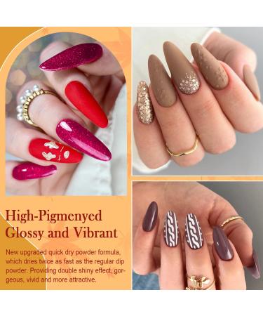 Aikker 20 Fall Colors Dip Powder Nail Kit 27 Pcs Set | Glitter Gold Dark Purple Red | Base Top Coat Activator Tools | Salon Manicure Gift | AK38 - Buy Online on GoSupps.com