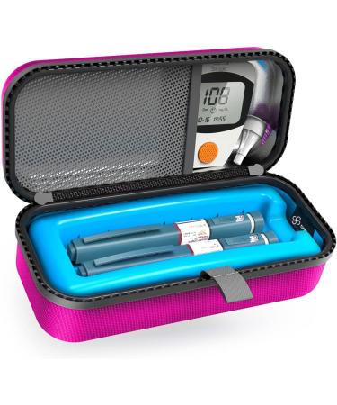 SHBC Insulin Pen Carrying Case Portable Medical Cooler Bag for Diabetes with Protective Ice Brick - Convenient to Changing Needles with Each Injection Hot Pink