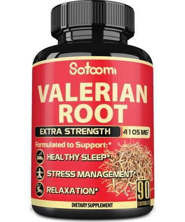 High Potent Valerian Root Extract Capsules - 9 Natural Herbs 4105mg Equivalent - Relaxation, Joyful Mood and Healthy Sleep Support - 90 Vegan Caps 3-Month Supply