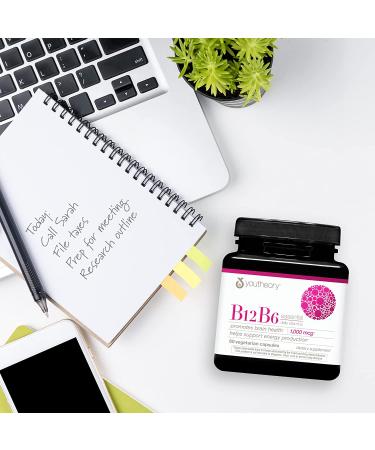 Youtheory Vitamin B12 B6 Supplement | Daily Energy & Brain Support | Vegetarian Capsules | 60 ct - Buy Online on GoSupps.com