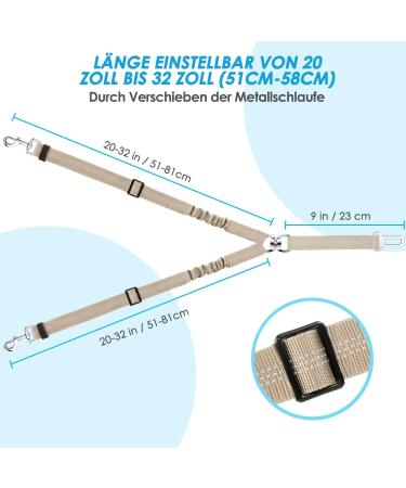 Slowton 2-in-1 Dog Car Seat Belt - Durable Elastic Adjustable & Reflective for Medium Dogs - Hogling-Free Beige Safety Belt - Buy Online on GoSupps.com