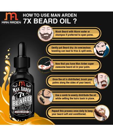 7X Beard Oil 30ml (Hydra Sport) | 7 Premium Oils for Beard Growth & Nourishment - International Shipping Available - Buy Online on GoSupps.com