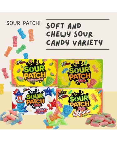 Halloween Candy Super Sour-Patch Extreme Sour Watermelon Red White and Blue for Kids Candy Variety Pack Snacks for Halloween Treats Christmas and Snacks for Kids (Pack of 4) - Buy Online on GoSupps.com